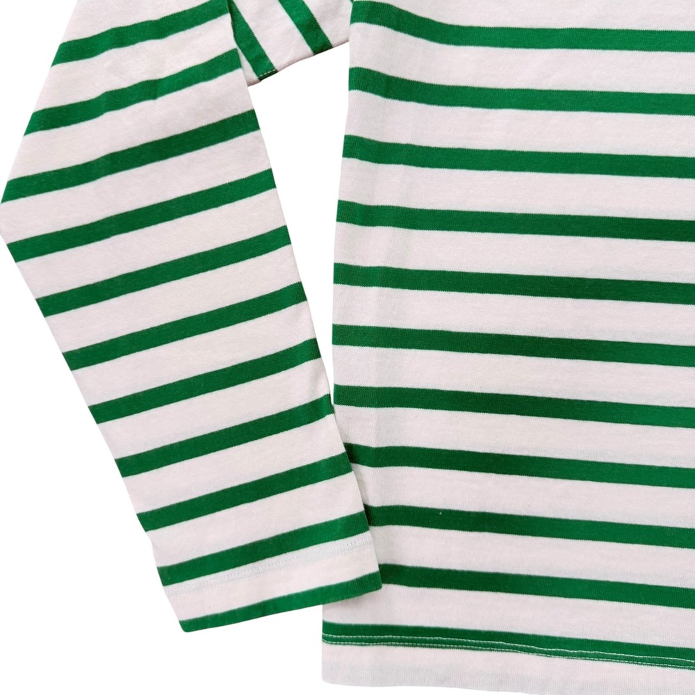 Everlane Breton Stripe Long Sleeve Boat Neck Tee Green White Womens Small - Picture 3 of 7
